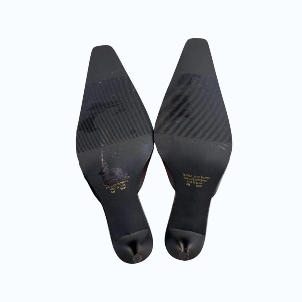 90's Y2K Rare Vtg Hillard & Hanson Lace Cut-Out Leather Mules sz. 8🖤 - Picture 6 of 6